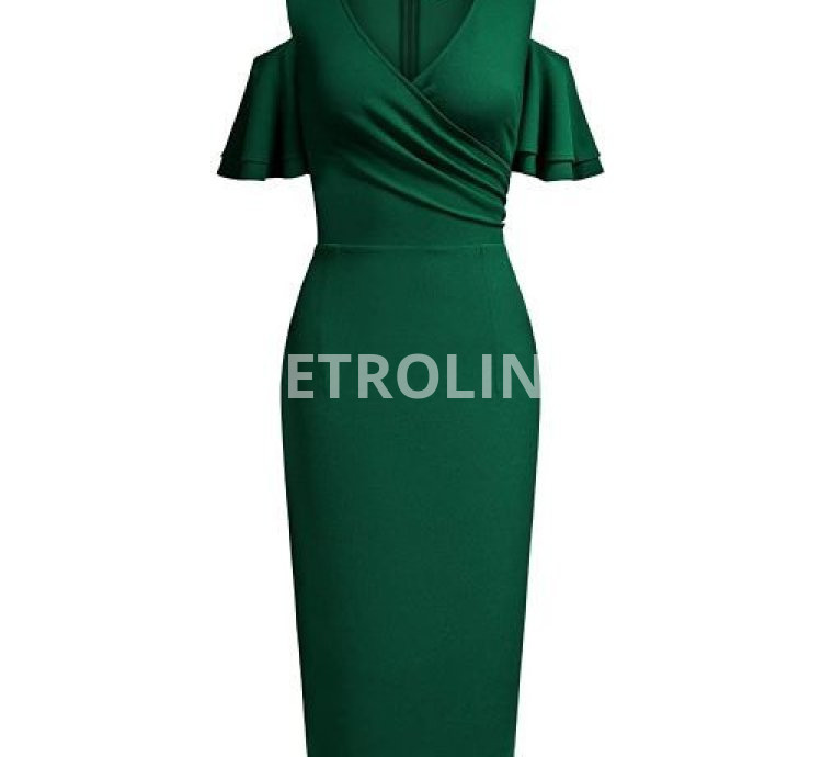 buy green goddess salad dressing online Cold Shoulder Dark Green Wedding Guest Dress main image 1