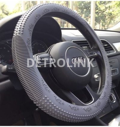 Silicone Steering Wheel Cover For Cars And SUVs Grey Color