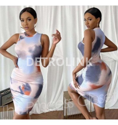 VEJARO D01 Female Office Lady Casual Hot Dress Multicolor Printing