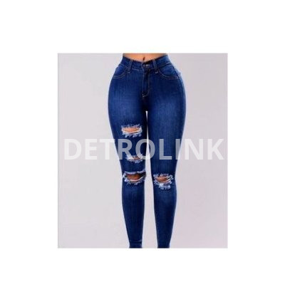 Ripped Ladies High Waist Skinny Jean- Blue